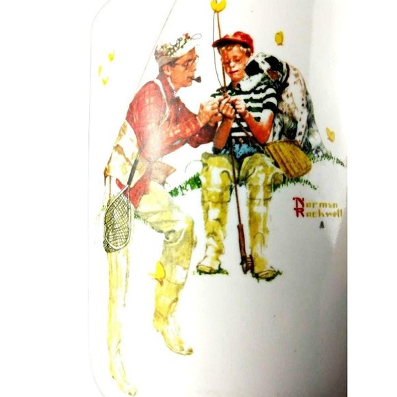 Norman Rockwell Vintage Cup Mug Trout Dinner 1987 Museum Collection dad fish dog - Picture 4 of 7